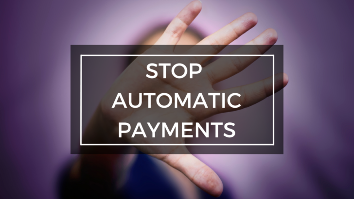 hand held up under text stop automatic payments