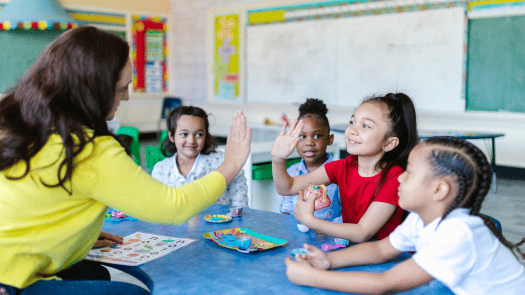 student high fives teacher after receiving free school supplies in buffalo ny