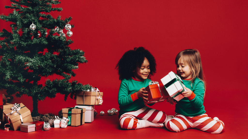 children enjoy free Christmas gifts from holiday assistance programs that offer Christmas help in Virginia