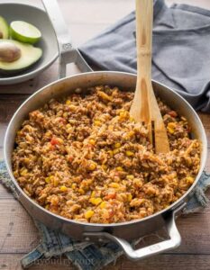 One Skillet Mexican Beef and Rice for