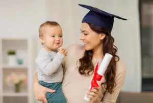 woman graduates thanks to scholarships for single moms