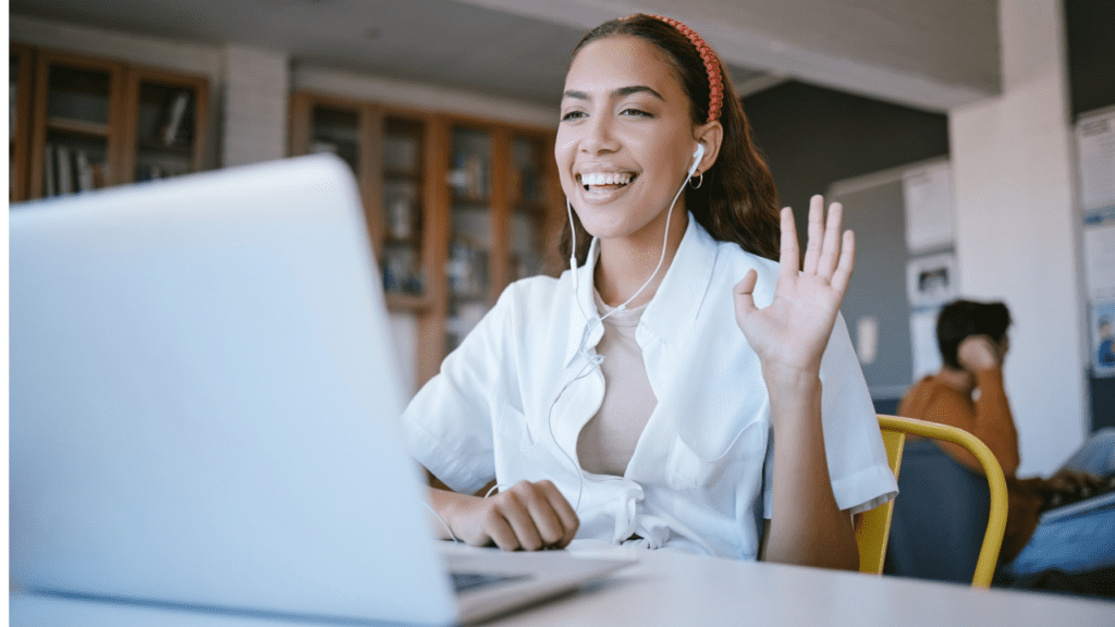 woman enjoys free stuff from detroit public library