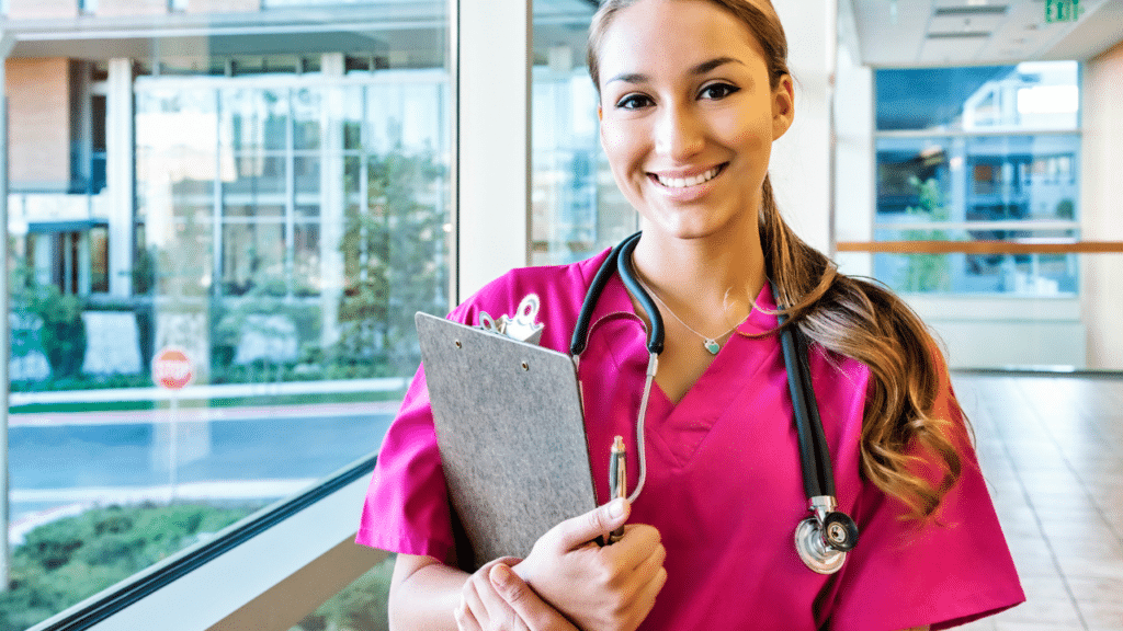 nurse wears free scrub and finds other freebies for health care workers