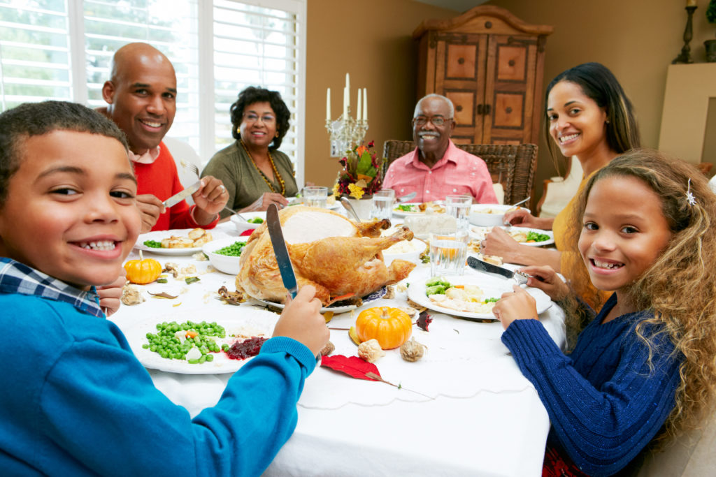 Multi Generation Family enjoys free Thanksgiving dinner