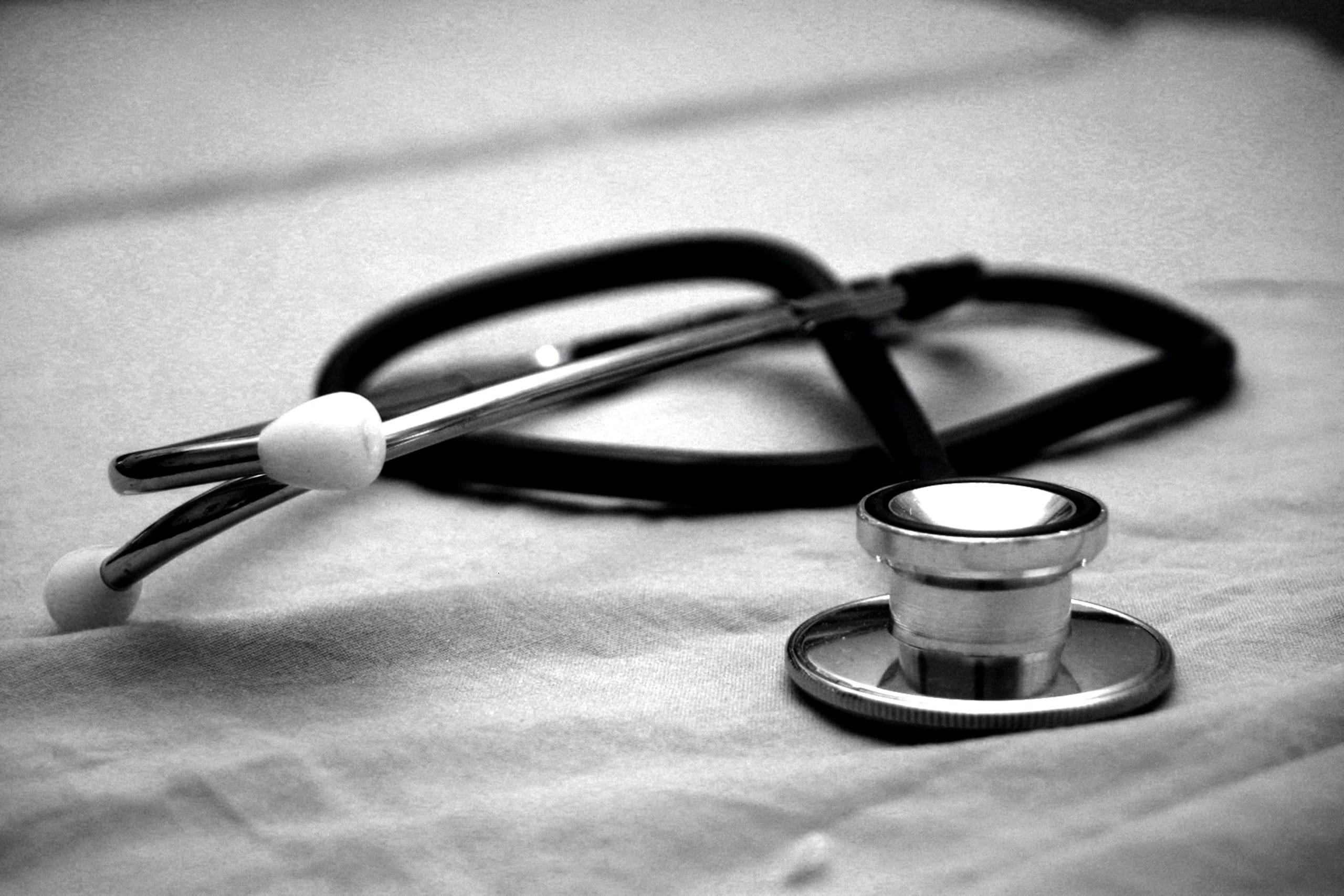 Stethoscope on a white cloth