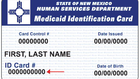 Sample New Mexico Medicaid ID card.