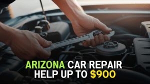 mechanic works on engine in title card for Arizona Voluntary Vehicle Repair Program VVRP program