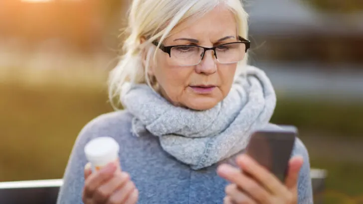 woman looks for GoodRx coupons on her phone