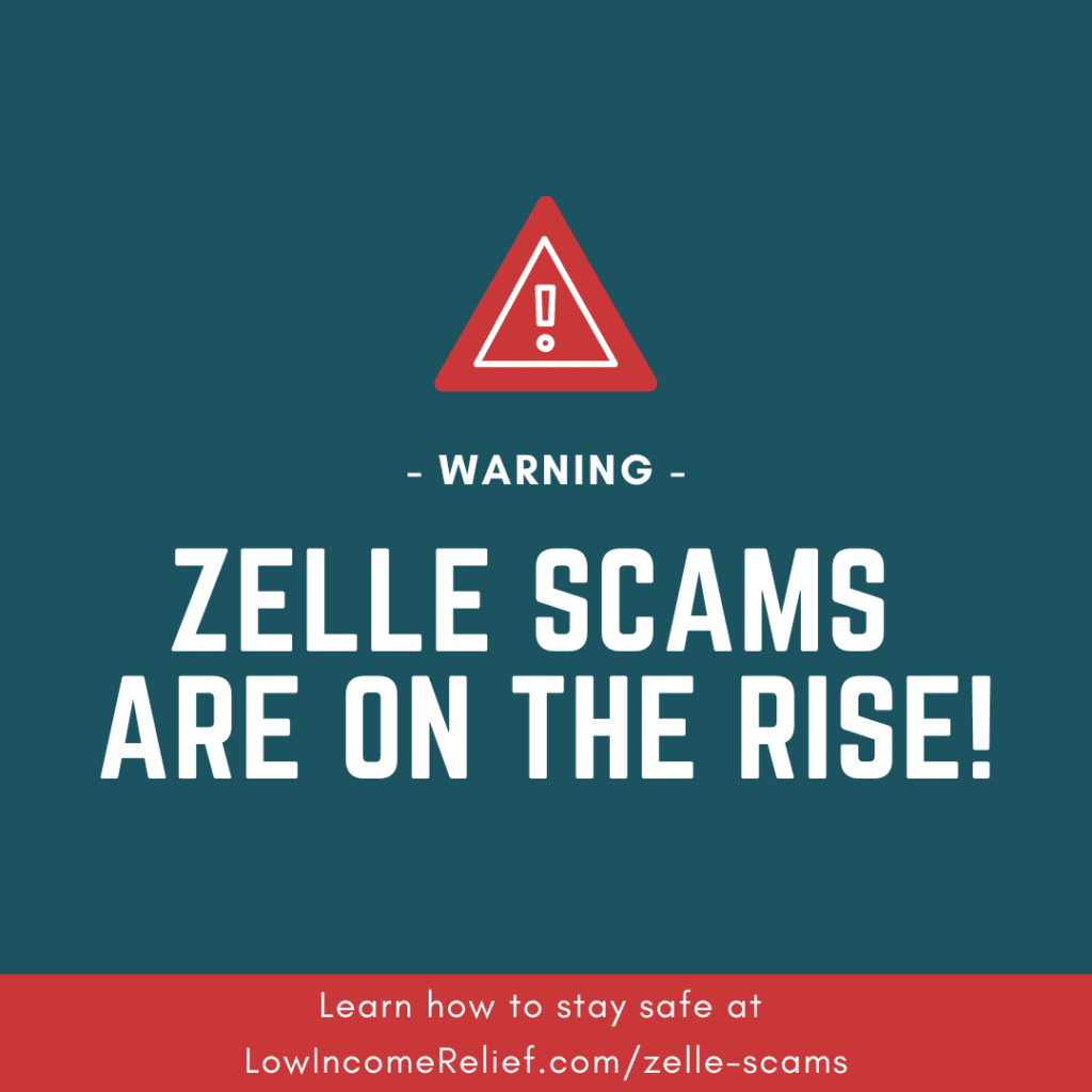 sign says warning zelle scams on the rise