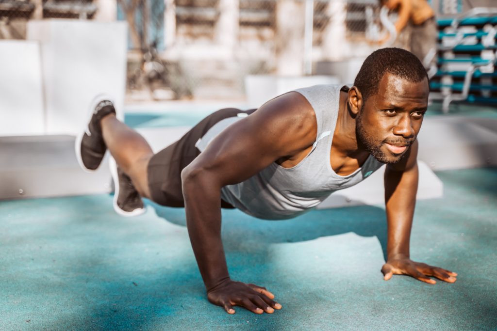 man doing pushups in article on can you buy pre-workout with ebt?