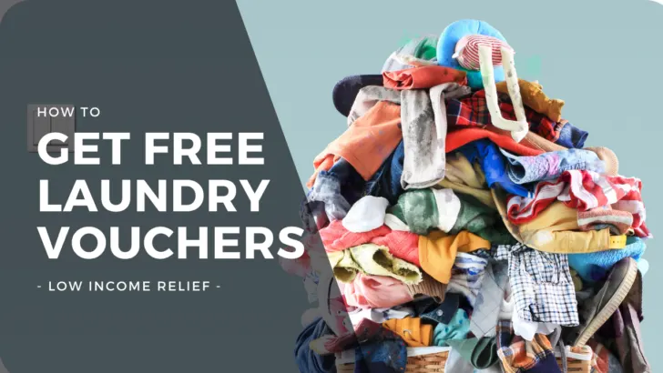 pile of laundry under text overlay that says how to get free laundry vouchers
