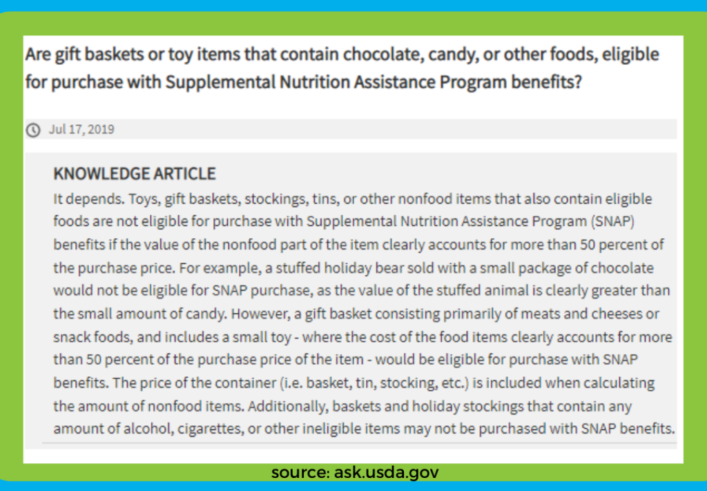can you buy gift baskets with ebt usda answer 
