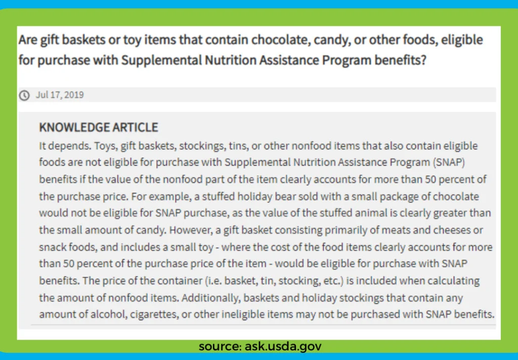 can you buy gift baskets with ebt usda answer 