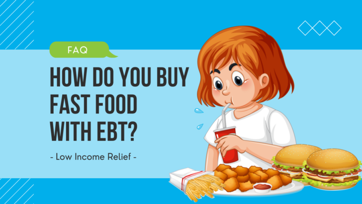 girl eating burgers, nuggets and more under text that reads how do you buy fast food restaurant meals with ebt?