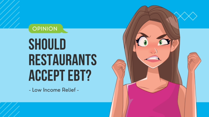 angry woman under text asking should people be able to buy fast food with ebt