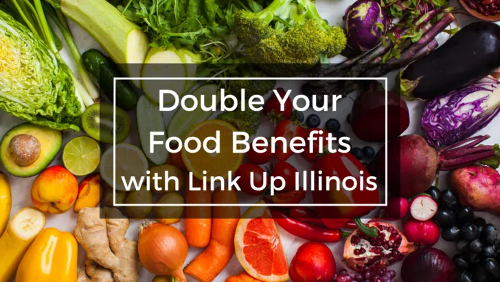fresh produce under the text double your food benefits with link up illinois