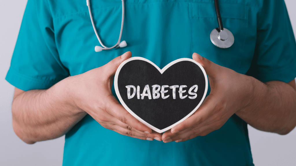 doctor holds heart sign in support of e Delaware Emergency Medical Diabetes Fund