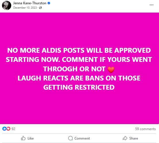 lowincomerelief.com exclusive no more aldis posts for