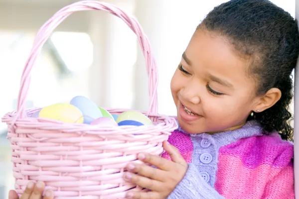 girl enjoys ebt eligible easter baskets after parents ask can you buy easter baskets with EBT