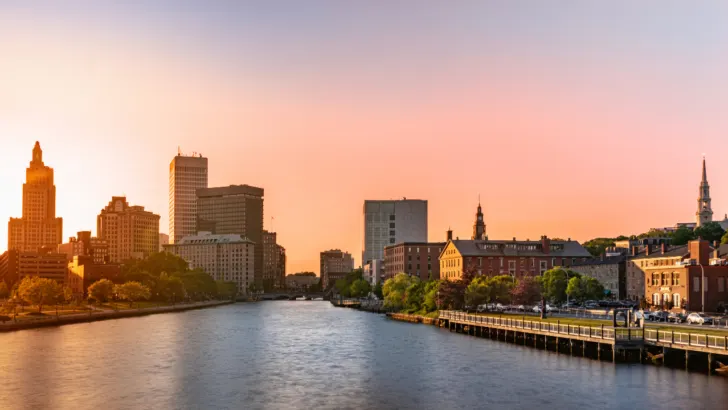 sunset view of Providence Rhode Island illustrates where to find RI EBT discounts