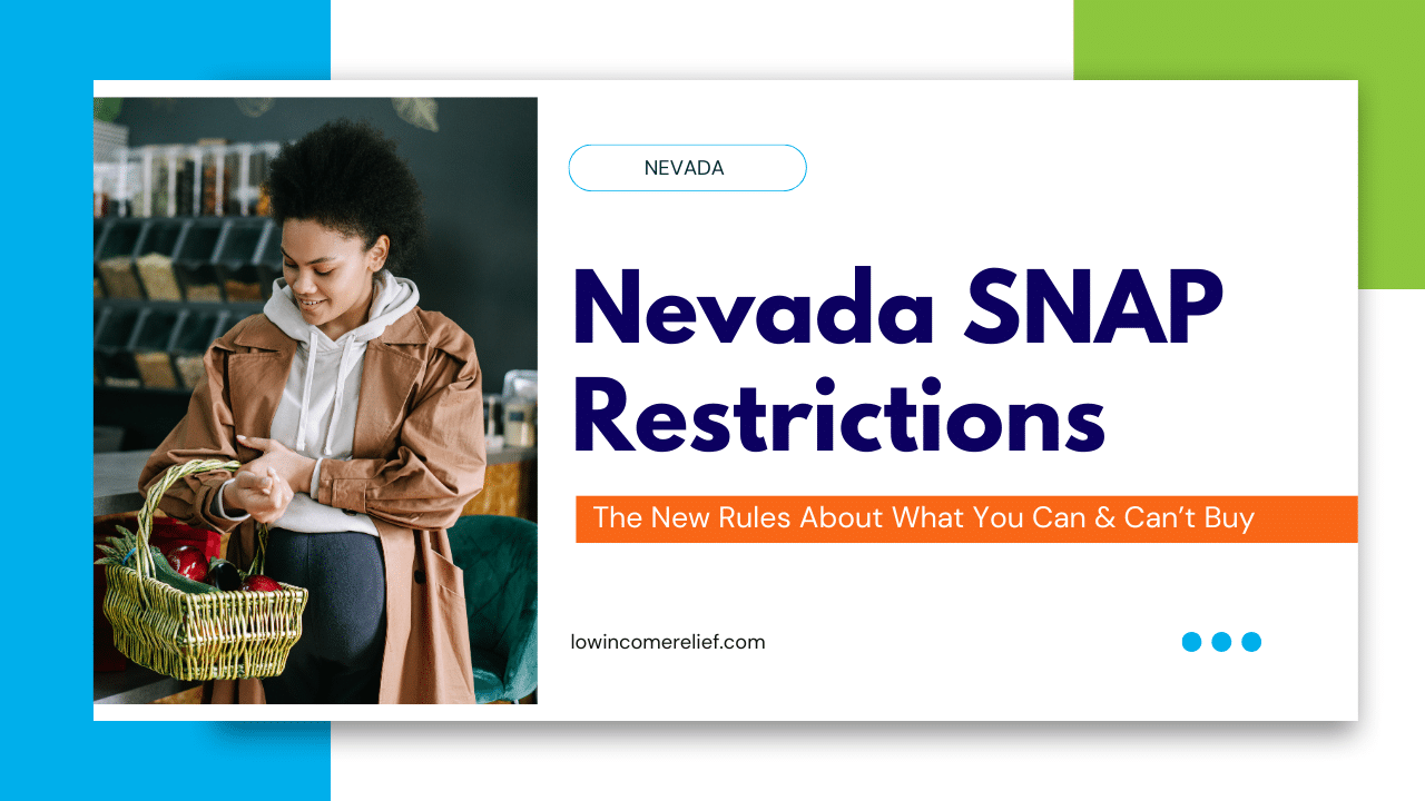 woman buys groceries on titel card that says nevada snap restrictions