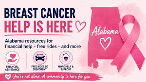 infographic shows alabama breast cancer grants and resources